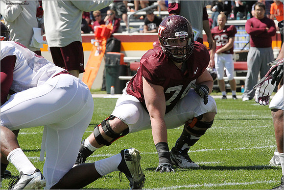 FB. 2013. Spring, football scrimmage at Virginia Tech.