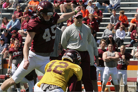 FB. 2013. Spring, football scrimmage at Virginia Tech.
