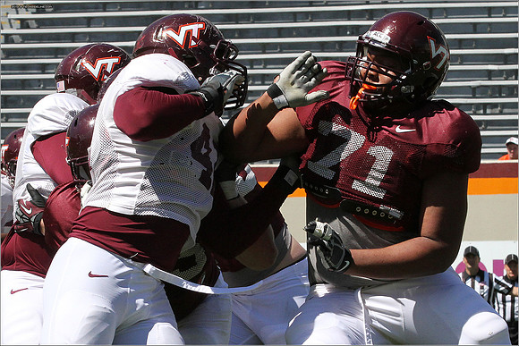 FB. 2013. Spring, football scrimmage at Virginia Tech.