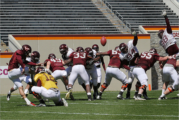 FB. 2013. Spring, football scrimmage at Virginia Tech.