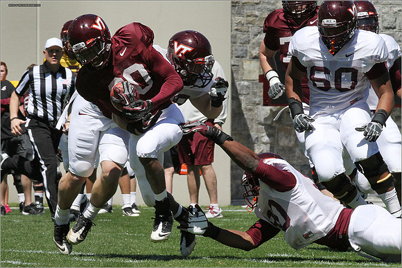 FB. 2013. Spring, football scrimmage at Virginia Tech.