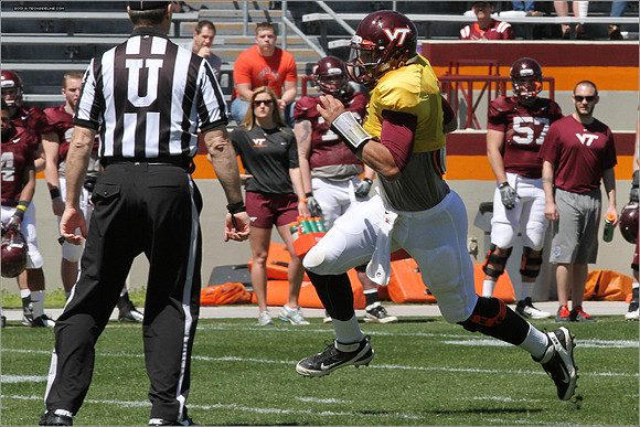 FB. 2013. Spring, football scrimmage at Virginia Tech.