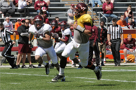 FB. 2013. Spring, football scrimmage at Virginia Tech.