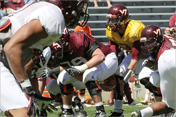FB. 2013. Spring, football scrimmage at Virginia Tech.