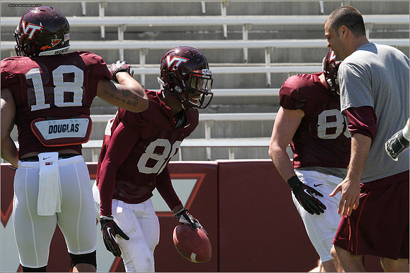 FB. 2013. Spring, football scrimmage at Virginia Tech.
