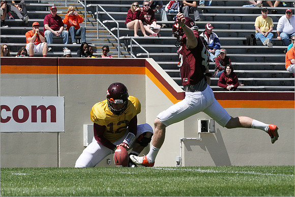 FB. 2013. Spring, football scrimmage at Virginia Tech.