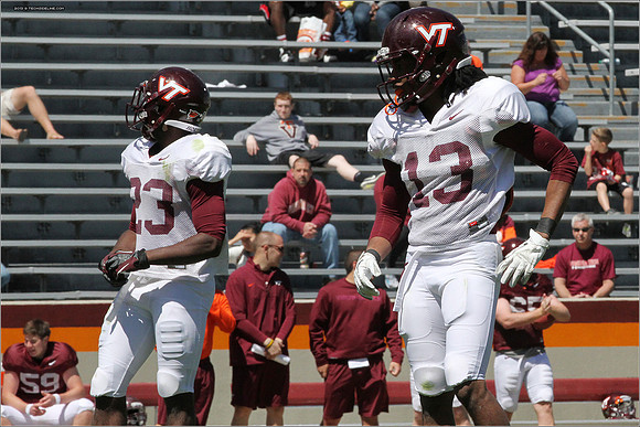 FB. 2013. Spring, football scrimmage at Virginia Tech.