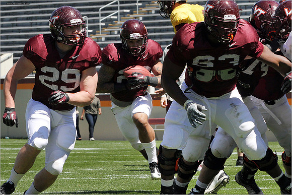 FB. 2013. Spring, football scrimmage at Virginia Tech.