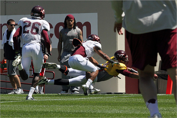 FB. 2013. Spring, football scrimmage at Virginia Tech.