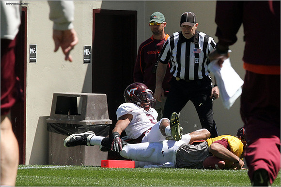 FB. 2013. Spring, football scrimmage at Virginia Tech.