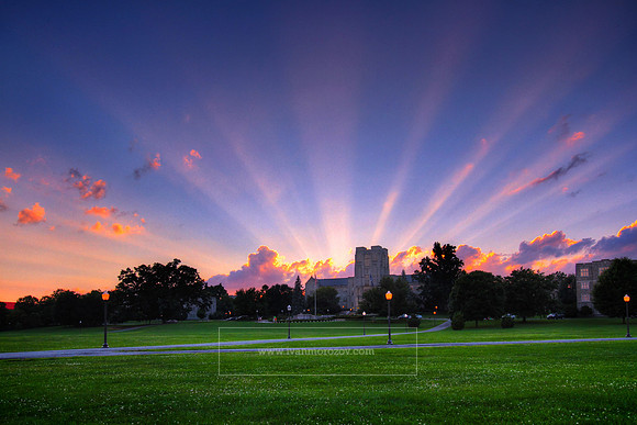 Drillfield at Dusk. Virginia Tech.