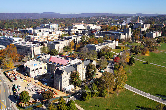 Aerial View of Virginia Tech Main Campus.