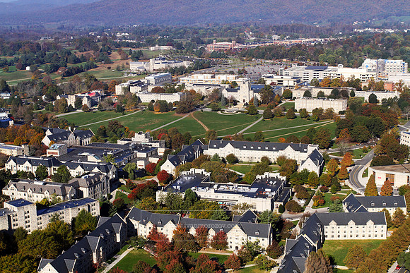 Aerial View of Virginia Tech Main Campus.