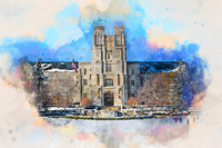 Burruss Hall in Snow. WTCLR-SKCH, 2017.01.07.