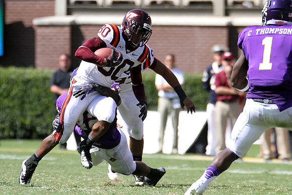 2013.09.14. Virginia Tech (Hokies) at East Carolina University (Pirates). Dowdy-Ficklen Stadium, Greenville, NC. Final score: Virginia Tech 15, ECU 10.