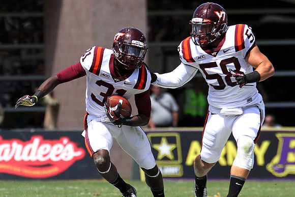 2013.09.14. Virginia Tech (Hokies) at East Carolina University (Pirates). Dowdy-Ficklen Stadium, Greenville, NC. Final score: Virginia Tech 15, ECU 10.