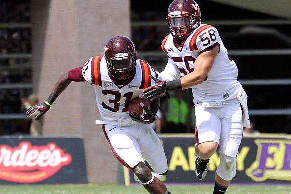 2013.09.14. Virginia Tech (Hokies) at East Carolina University (Pirates). Dowdy-Ficklen Stadium, Greenville, NC. Final score: Virginia Tech 15, ECU 10.