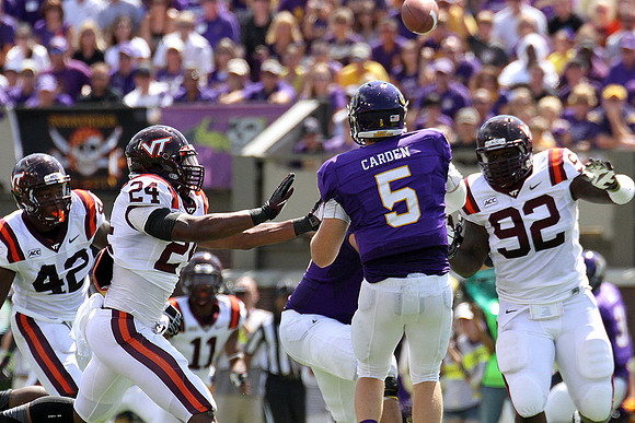 2013.09.14. Virginia Tech (Hokies) at East Carolina University (Pirates). Dowdy-Ficklen Stadium, Greenville, NC. Final score: Virginia Tech 15, ECU 10.