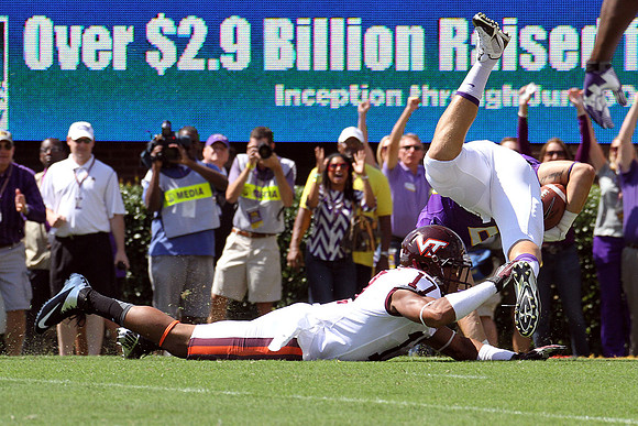 2013.09.14. Virginia Tech (Hokies) at East Carolina University (Pirates). Dowdy-Ficklen Stadium, Greenville, NC. Final score: Virginia Tech 15, ECU 10.