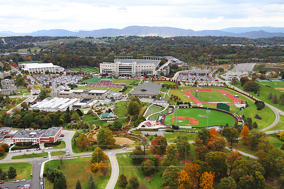 Aerial View of Virginia Tech Main Campus.
