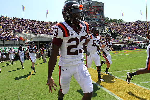 2013.09.14. Virginia Tech (Hokies) at East Carolina University (Pirates). Dowdy-Ficklen Stadium, Greenville, NC. Final score: Virginia Tech 15, ECU 10.