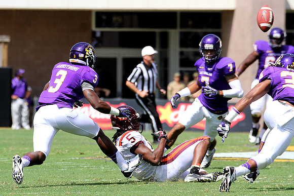 2013.09.14. Virginia Tech (Hokies) at East Carolina University (Pirates). Dowdy-Ficklen Stadium, Greenville, NC. Final score: Virginia Tech 15, ECU 10.