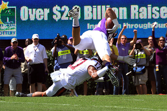 2013.09.14. Virginia Tech (Hokies) at East Carolina University (Pirates). Dowdy-Ficklen Stadium, Greenville, NC. Final score: Virginia Tech 15, ECU 10.