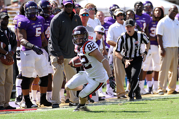 2013.09.14. Virginia Tech (Hokies) at East Carolina University (Pirates). Dowdy-Ficklen Stadium, Greenville, NC. Final score: Virginia Tech 15, ECU 10.