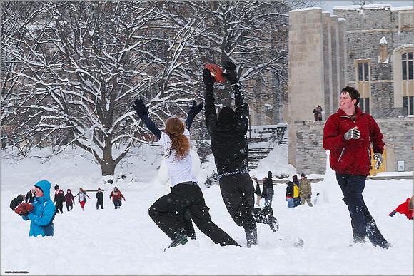 Snow on Campus. Virginia Tech.