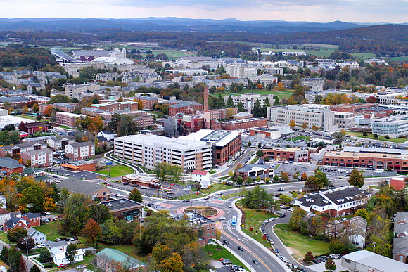 Aerial View of Virginia Tech Main Campus.