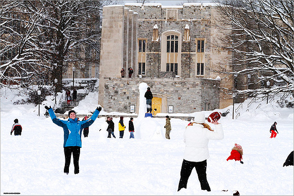 Snow on Campus. Virginia Tech.