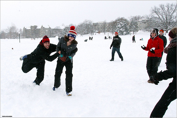 Snow on Campus. Virginia Tech.