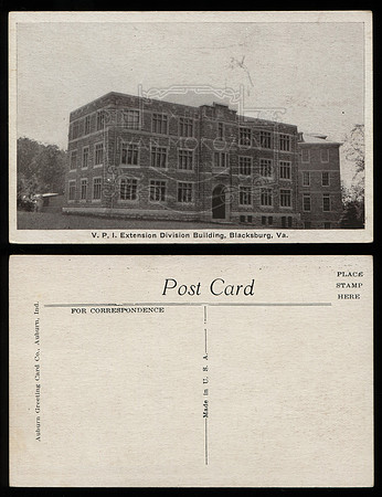 Postcard. Circa 1926. VPI Extension Division Building.