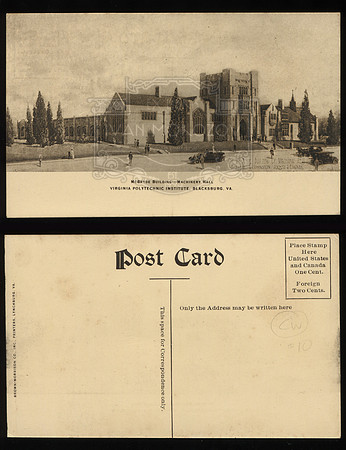Postcard. Circa 1915. McBryde Building-Machinery Hall.