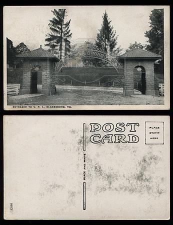 Postcard. Circa 1914. Entrance to VPI.