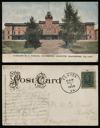 Postcard. Circa 1908. Barracks No1.
