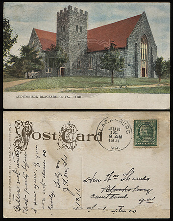 Postcard. Circa 1908. Auditorium.