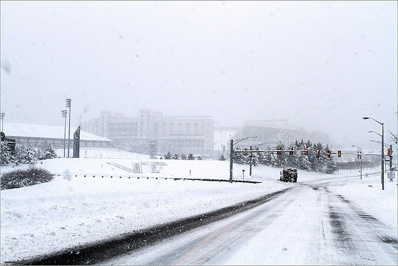 Snow on Campus. Virginia Tech.