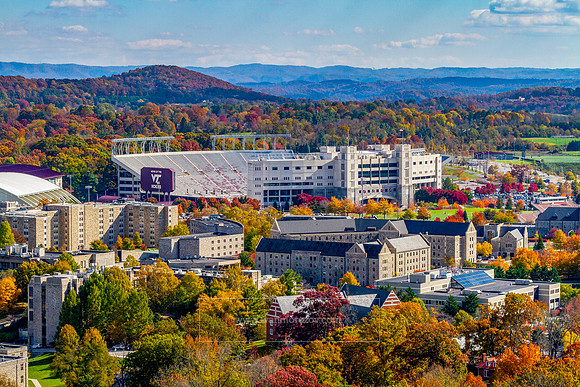 2021.11.01. Fall Colors on campus. Virginia Tech Campus, Flyover.