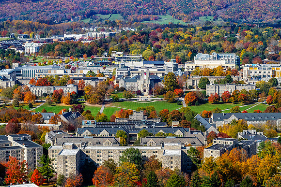 2021.11.01. Fall Colors on campus. Virginia Tech Campus, Flyover.
