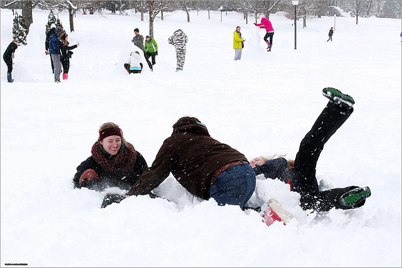Snow on Campus. Virginia Tech.