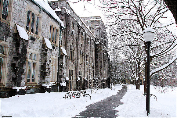 Snow on Campus. Virginia Tech.
