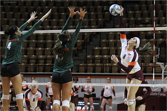 2013.11.08. Miami FL at VT. Volleyball.
