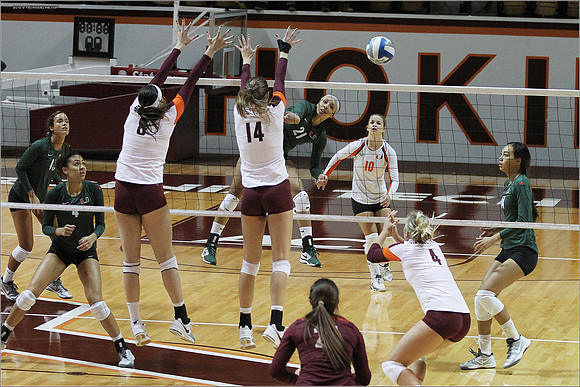 2013.11.08. Miami FL at VT. Volleyball.