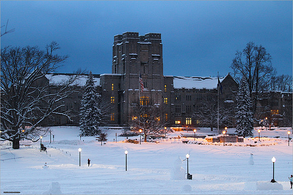Snow on Campus. Virginia Tech.