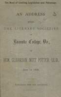 1878. The Need For Limiting Legislation and Patronage.