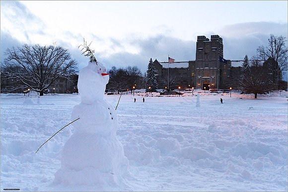 Snow on Campus. Virginia Tech.