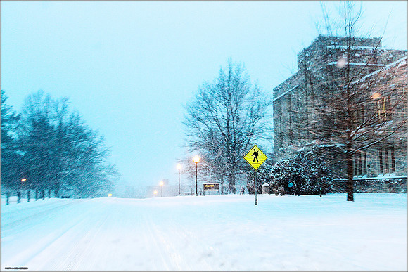 Snow on Campus. Virginia Tech.