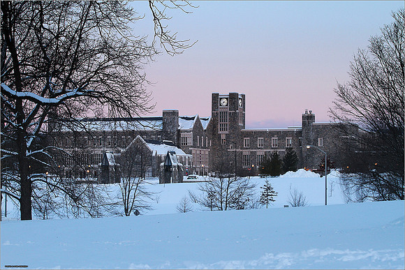 Snow on Campus. Virginia Tech.