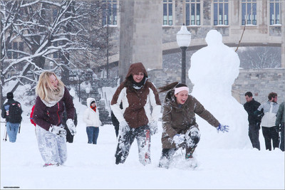 Snow on Campus. Virginia Tech.